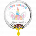 Singender Ballon - Happy Birthday  Einhorn