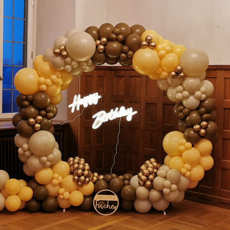 Ballonrundbogen 2 Meter  mit Happy Birthday Leuchtschrift