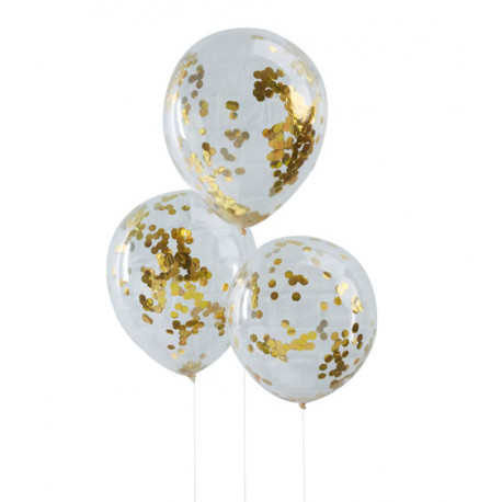 Konfetti-Ballons  gold  (5 Stück)